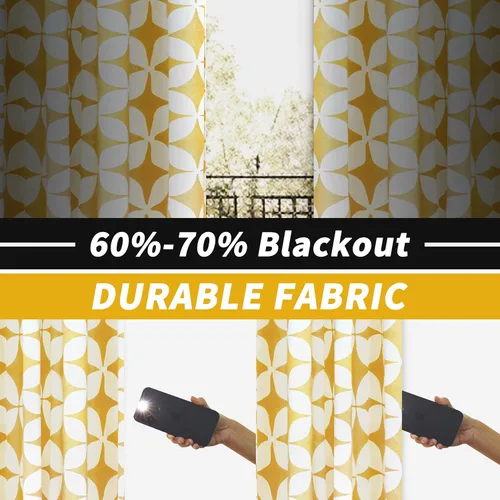 Miniatura 3 de DriftAway Amelia - Cortinas térmicas blackout con ojales, para oscurecimiento de habitación, estampado geométrico retro, estrella circular, set de 2