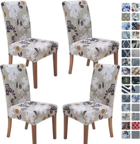 Miniatura 94 de SPRINGRICO Paquete de 6 fundas blancas para sillas de comedor, fundas elásticas para sillas de comedor con diseño floral, de elastano lavable