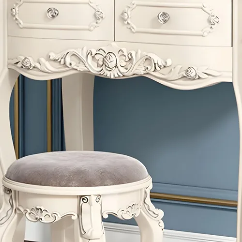 Miniatura 3 de Moderno juego de tocador de maquillaje, escritorio de maquillaje para dormitorio, tocador de madera para dormitorio, tocador de maquillaje, espejo