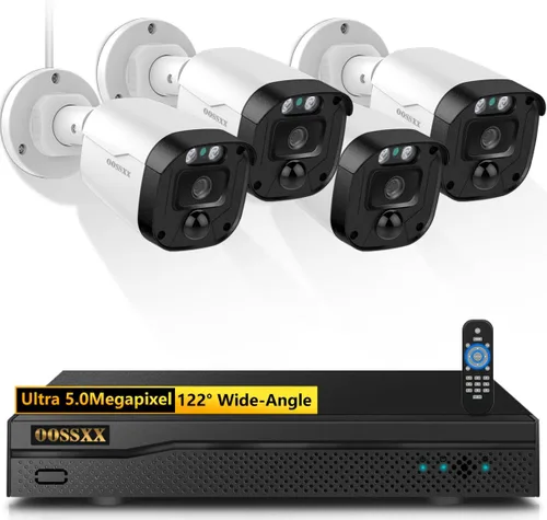 OOSSXX Full HD 5MP Definición Sistema de Cámaras de Seguridad Cableado Hogar Exterior Cámaras de Videovigilancia Cámaras CCTV Sistema de Seguridad