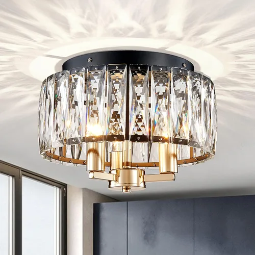 Miniatura 14 de AGV LIGHTING CL003F - Lámpara de techo de cristal K9, moderna lámpara de techo semiempotrada, perfecta para sala de estar, dormitorio, comedor, D13
