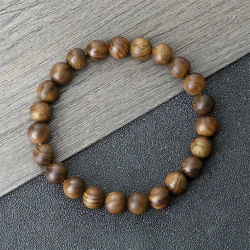 Miniatura 6 de Razcus - Pulsera de cuentas de palisandro negro vintage para hombre, 680.394 in, redondas, de madera, pulseras elásticas para meditación para oración