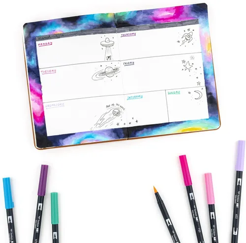 Miniatura 8 de Tombow 56188 Marcadores artísticos de doble pincel, Galaxy, paquete de 10. Marcadores mezclables, con pincel y punta fina