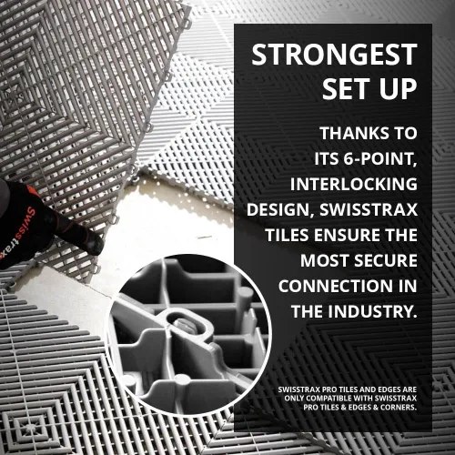 Miniatura 5 de Swisstrax Ribtrax PRO Azulejos Entrelazados para Piso de Garaje, 15.75 x 15.75 Pulgadas, Negro Azabache, Juego de 24 Piezas