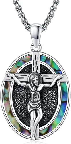 Miniatura 470 de Collar con colgante de plata de ley 925 con medalla de San Patrón, joyería religiosa para hombres y mujeres, con cadena de acero inoxidable 316L