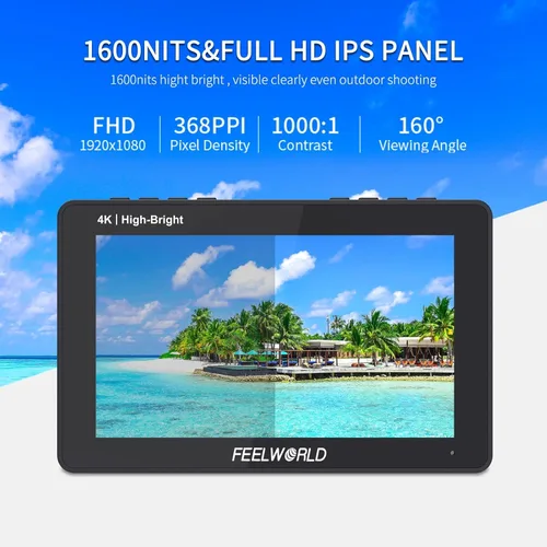 Miniatura 2 de FEELWORLD 5.5 pulgadas 1600nit cámara monitor de campo ultra brillante 4K HDMI monitor de vídeo pantalla táctil DSLR monitor F970 instalación