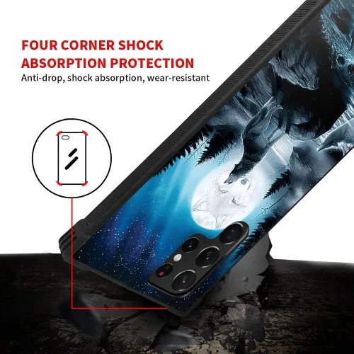 Miniatura 4 de CARLOCA Funda compatible con Samsung Galaxy S22 Ultra, diseño gráfico de Star Howling Wolfs Samsung Galaxy S22 Ultra, diseño gráfico, a prueba
