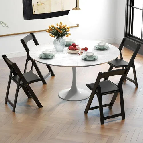 Miniatura 2 de Giantex Juego de 4 sillas plegables, sillas de comedor de madera, sillas plegables acolchadas con respaldo, sillas laterales apilables