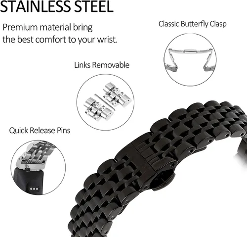Miniatura 4 de Metal Bracelet Compatible with Fitbit Inspire/Inspire HR/Inspire 2 Bands, Stainless Steel Replacement Strap Wristband Accessories for Inspire
