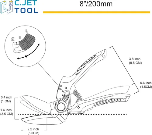 Miniatura 5 de C.JET TOOL Cortador de alfombras de alta resistencia de 8 pulgadas, multiusos, profesional de agarre suave de acero inoxidable (azul)