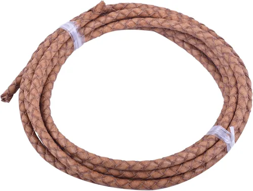 Miniatura 54 de KONMAY 2 yardas 8.0mm Cordón redondo de cuero trenzado auténtico marrón antiguo para corbata de bolo