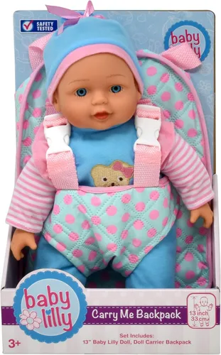Miniatura 6 de Muñeca de bebé suave de 13 pulgadas con mochila transportadora rosa para llevar, bolsillo para maletín para accesorios y ropa