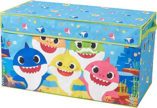 Idea Nuova Baby Shark - Baúl plegable para almacenamiento de juguetes de niños, duradero, con tapa