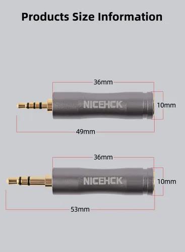 NiceHCK - Adaptador de auriculares de alta fidelidad, cable de conexión hembra de 0.173 in a 0.138 in 0.098 in chapado en oro, accesorios para
