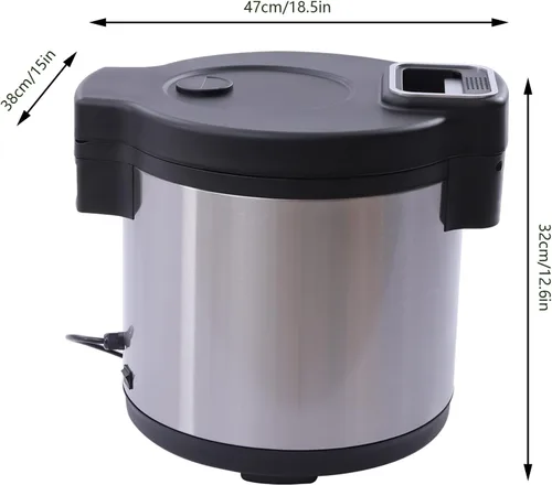 Miniatura 5 de Calentador de arroz de 95 tazas de 19L para restaurante comercial, 110 V, 110 W, calentador eléctrico de alimentos con función cálida, calentador