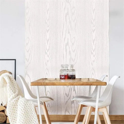 Miniatura 5 de Papel de vinilo Yancorp con textura de madera, de grano blanco, acabado en mate, rollo de vinilo autoadhesivo para forrar cajones, encimeras
