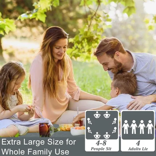 Miniatura 4 de Manta de picnic impermeable de 80 x 60 pulgadas, portátil con correa de transporte para alfombra de playa o fiesta familiar al aire libre, camping