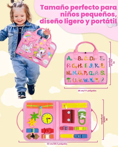 Miniatura 6 de Exorany Juguetes Montessori de tablero ocupado para niñas pequeñas, regalos de cumpleaños, libro ocupado, juguetes de aprendizaje sensorial