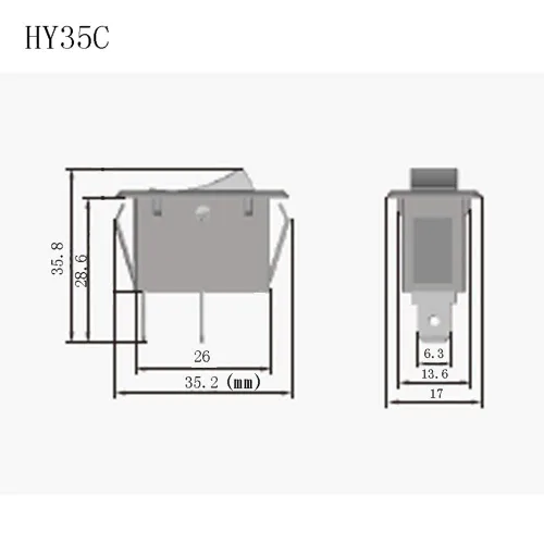 Miniatura 6 de 2 unids KEDU HY35C 2Pins Interruptor de botón AC 125/250V 16/12/10A ON Off Interruptor basculante de arco Interruptores de tecla pulsadora