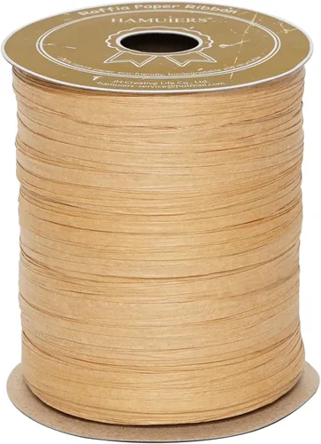 Cinta de rafia para envoltura de regalos, cordel de papel de embalaje, cinta de manualidades hilo de rafia para crochet - 1/4 pulgadas de ancho, 100