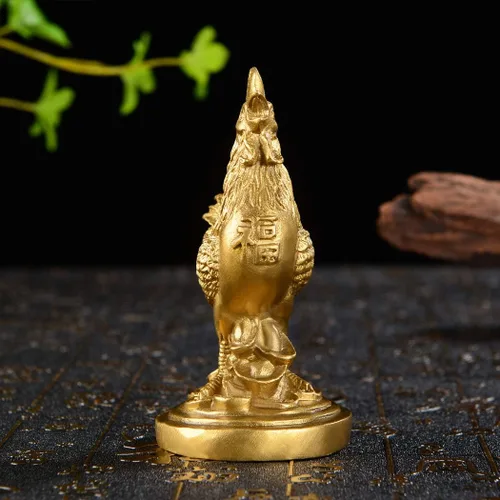 Miniatura 6 de BRASSTAR Estatua de Feng Shui de latón auspicioso gallo/pollo/gallo oficina en casa talismán decorativo figura de oro regalo para colección PTZY048