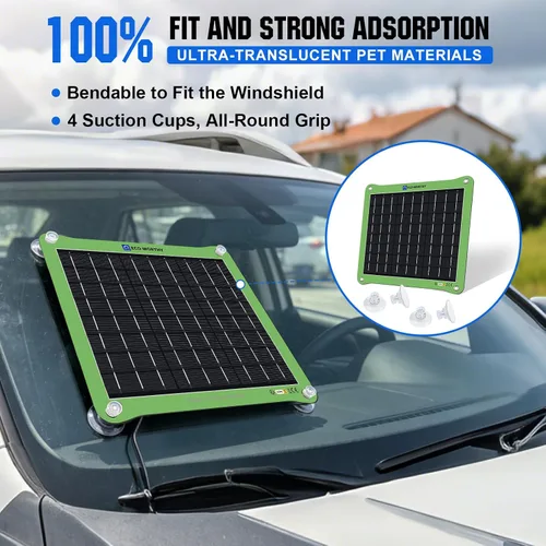 ECO-WORTHY Actualización 7.5W Cargador Mantenedor de Batería Solar para Auto 12V Panel Solar Impermeable Cargador Solar de Goteo Portátil para Auto,
