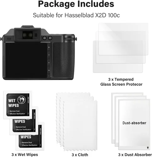 Miniatura 2 de Rieibi Protector de pantalla para cámara Hasselblad X2D/X2D II 100c (para accesorios), dureza 9H de 0.010 in, película de vidrio templado universal
