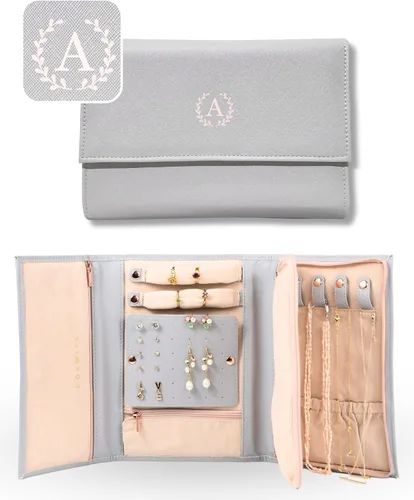 Joyero de viaje personalizado con inicial, regalos personalizados con monograma para mujeres, regalos de propuesta de dama de honor, organizador de