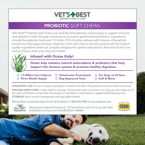 Miniatura 6 de Vet's Best Suplementos probióticos masticables suaves para perros Apoya la salud digestiva del perro Promueve un intestino saludable
