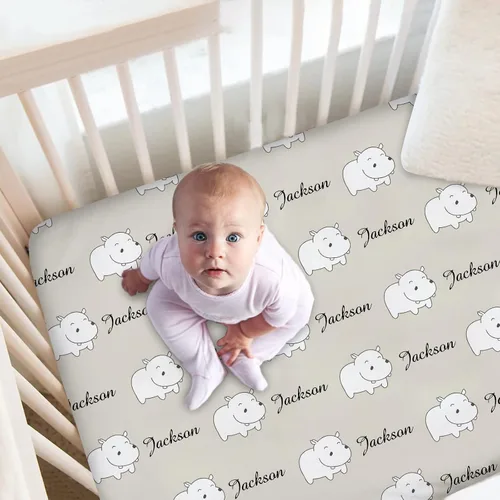 Miniatura 6 de Sábana bajera personalizada para cuna de bebé con nombre náutico – Ropa de cama ajustable azul marino personalizada para niños y niñas, paquete