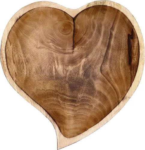 Miniatura 14 de WitnyStore Cuenco en forma de corazón de 6 pulgadas, funcional y coleccionable, cuenco de madera hecho a mano para servir frutos secos, postres