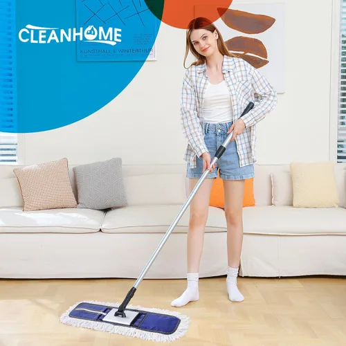 Miniatura 2 de CLEANHOME Trapeador de polvo comercial de 24 pulgadas para limpieza de suelos, trapeador de piso resistente con mango largo extensible de 59