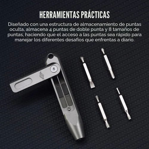 Miniatura 3 de OKNIFE Otacle D1 - Destornillador de bolsillo de titanio pequeño EDC multibroca, juego de destornilladores de precisión 9 en 1, puntas magnéticas