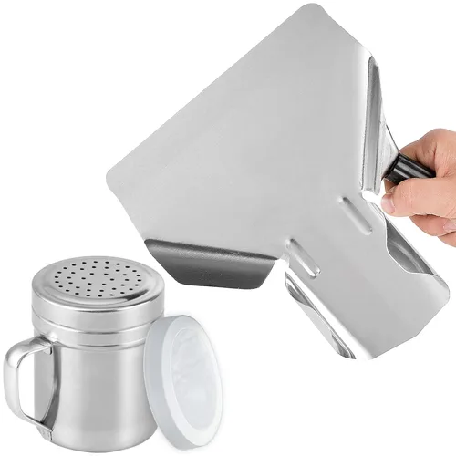 CUSINIUM Juego de draga de palomitas, mango derecho y agujeros medianos, pala de metal para palomitas de maíz, cuchara para papas fritas, no incluye