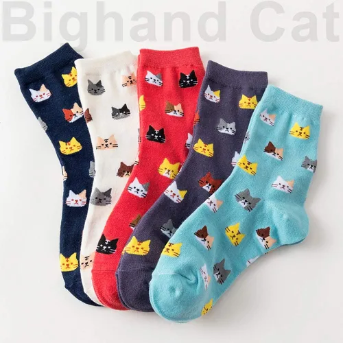 Miniatura 3 de IIG 3-6 pares de calcetines de algodón para mujer, diseño de animales, simpáticas calcetas de algodón, de novedad.