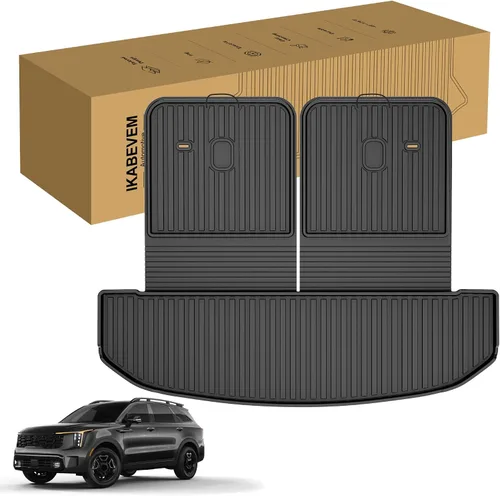 Tapete de carga compatible con Kia Sorento 2021-2025 2026 Tapete de maletero con tapete para respaldo de asiento, TPE para todo tipo de clima,