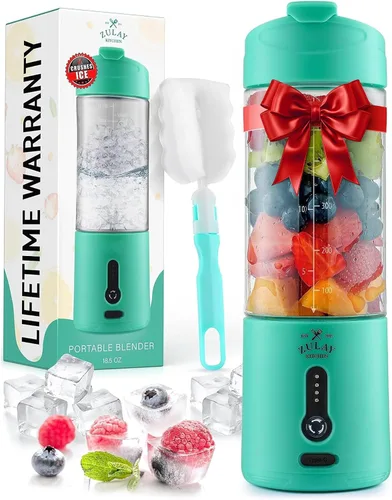 Miniatura 9 de Zulay Kitchen Licuadoras personales de 18 onzas que trituran el hielo, licuadora de viaje inalámbrica recargable por USB-C, licuadora portátil