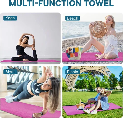 Miniatura 5 de Toallas de yoga, toalla antideslizante para esterilla de yoga caliente con puntos de agarre, manta de yoga de microfibra suave súper absorbente