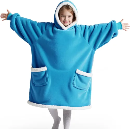 Bedsure Manta con Capucha, Manta con Capucha Portátil como Regalos para Mamá, Regalos de Cumpleaños para Mujeres, Niños, Adolescentes, Sudadera
