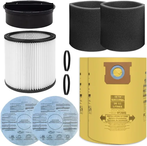 Filtro ANBOO para Shop Vac 90304 90350 90333 9030400 Aspiradora Húmeda y Seca con Tapa, 2 Piezas Filtro de Manga de Espuma 90585, 2 Piezas Filtro