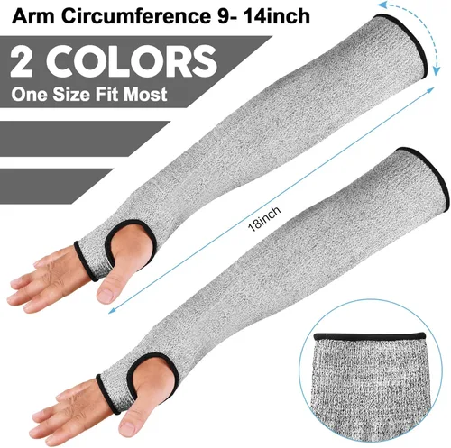 Miniatura 2 de JaGely 6 pares de mangas resistentes a cortes nivel 5 con agujero para el pulgar de 18 pulgadas, mangas de protección para brazo para granjeros