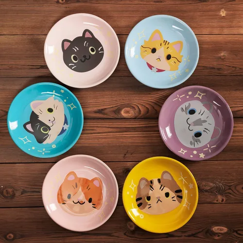 Miniatura 2 de Plato de cerámica poco profundo para gatos de 6 pulgadas, cuencos de comida para gatos sin fatiga, plato ancho y pequeño para gatitos y gatitos