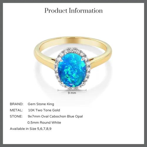 Miniatura 17 de Gem Stone King Anillo de compromiso ovalado de oro amarillo de 10 quilates con piedra natal y halo de diamantes Ovalado de 0.354 x 0.276 in