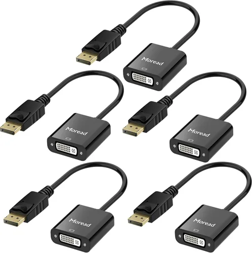 Miniatura 10 de Adaptador DisplayPort (DP) a DVI de Moread, adaptador de puerto de pantalla chapado en oro a DVI-D (macho a hembra) compatible con computadora
