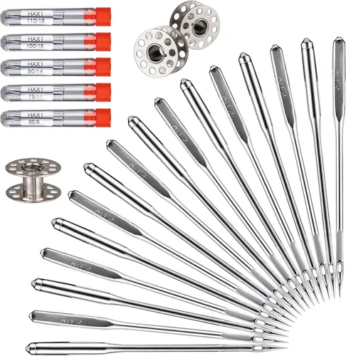 50 agujas universales para máquina de coser, compatibles con Singer, Brother, Janome, Varmax, tamaños HAX1 65/9, 75/11, 90/14, 100/16, 110/18 (50