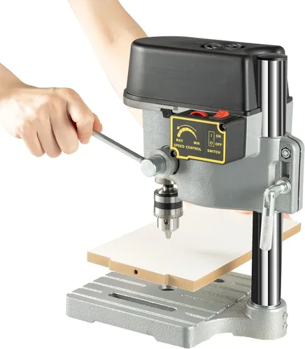 Mini prensa de taladro de banco, 110 V 340 W 3 velocidades portátil de taladro de 3 velocidades, herramienta de reparación de perforación artesanal