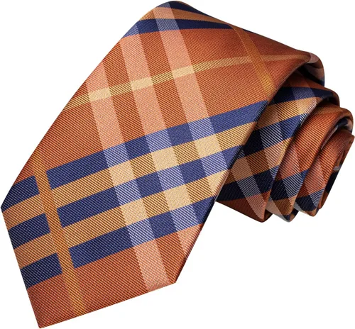 Miniatura 200 de Hi-Tie Corbata clásica de cachemira para hombre con pañuelo y gemelos a cuadros