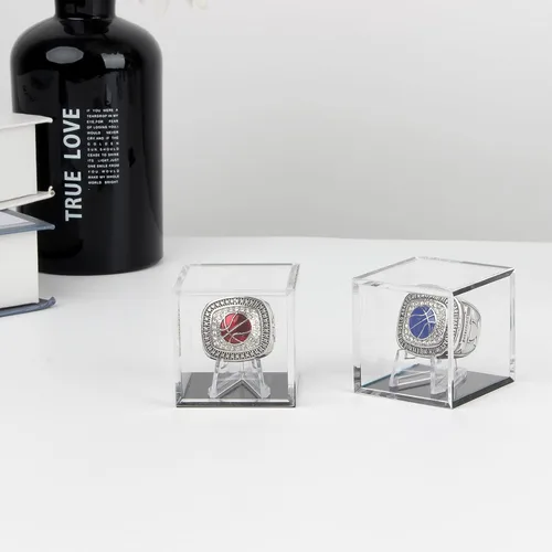 Miniatura 2 de Estuche expositor de anillo de campeonato, caja transparente para anillo de campeonato de torneo, caja de caballete de exhibición de acrílico