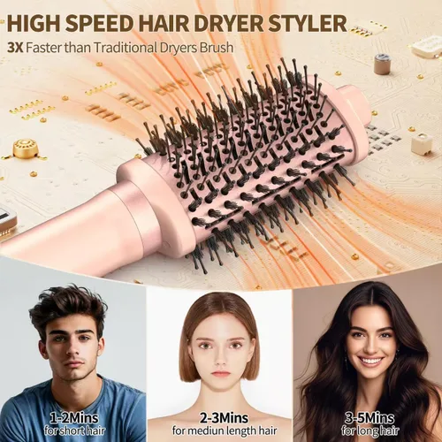 Miniatura 3 de Plancha rizadora de pelo 3 en 1 para cabello corto y largo, cepillo para secador, gran herramienta profesional de peluquería, regalo para mujeres