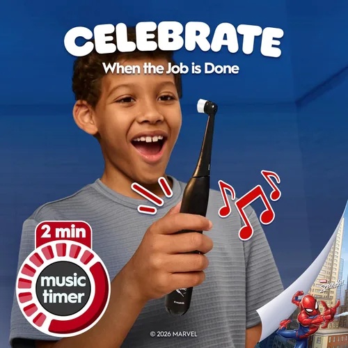Miniatura 4 de Oral-B iO Kids Limitada Cepillo de dientes eléctrico recargable, Spiderman con 1 Cabezal de Cuidado Suave - Sensor Automático de Presión